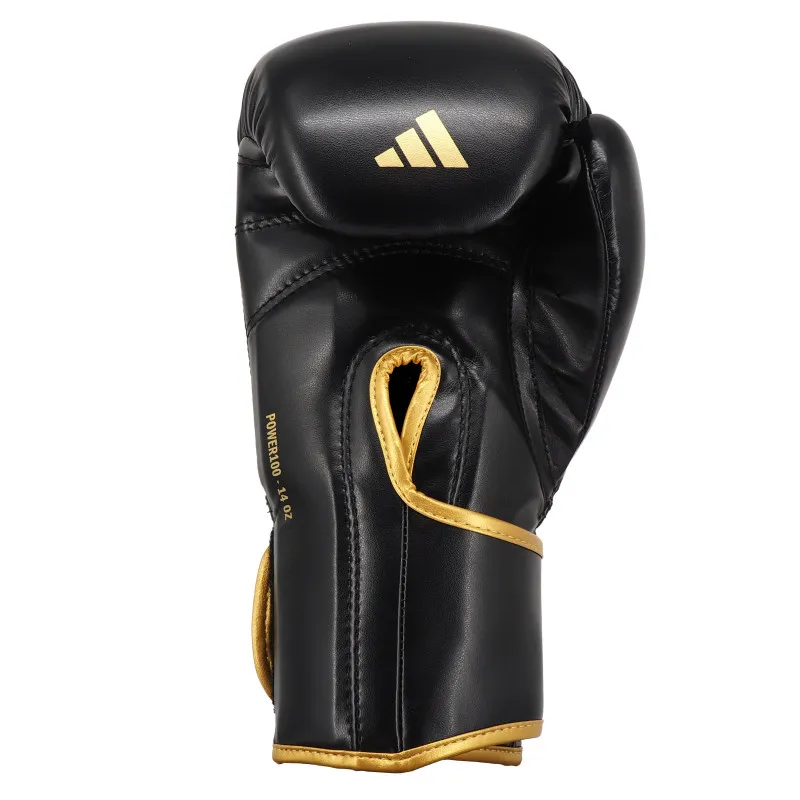 Боксерские перчатки Adidas Power 100 Черно-золотые-10 унций