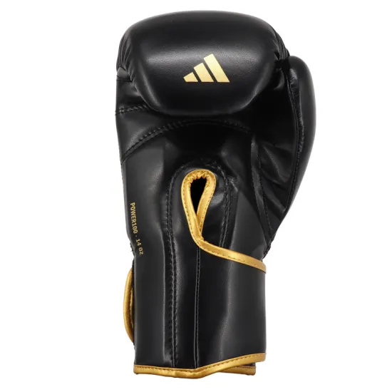 Боксерские перчатки Adidas Power 100 Черно-золотые-10 унций