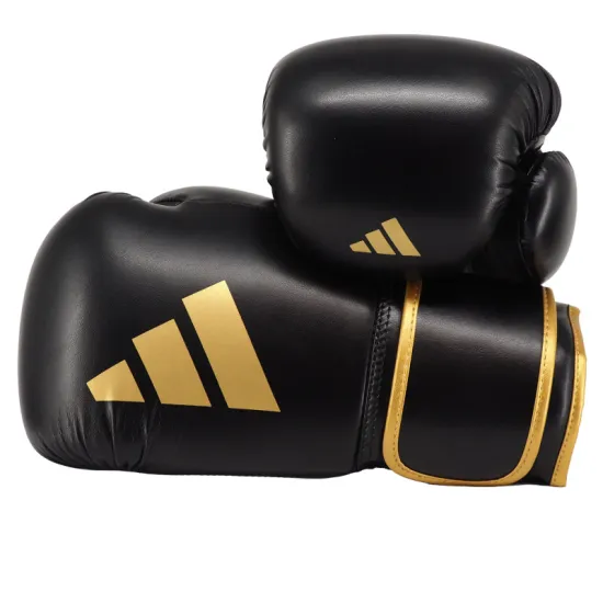 Боксерские перчатки Adidas Power 100 Черно-золотые-10 унций