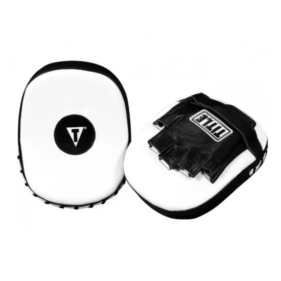 Лапы боксерские TITLE Boxing Cobra Leather Punch Mitts Black/White-16,5х21,5см