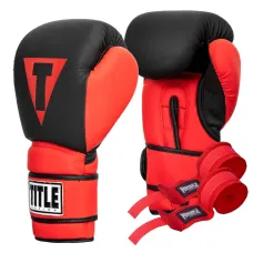 Боксерские перчатки TITLE Boxing Guts and Glory Black/Red L-14oz (бинты 4м. в комплекте)