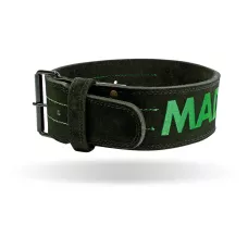 Пояс для важкої атлетики MadMax MFB-301 Suede Single Prong шкіряний Black/Green L