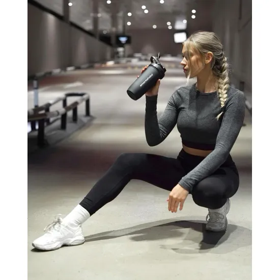 Шейкер спортивний SmartShake металевий Reforce Stainless Steel 30oz/900ml Black