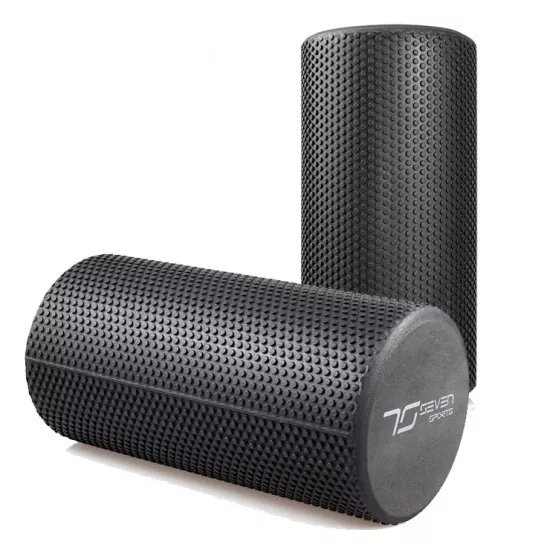 Масажний ролик (валик) 7SPORTS гладкий Foam Roller EVA чорний (30*15см.)