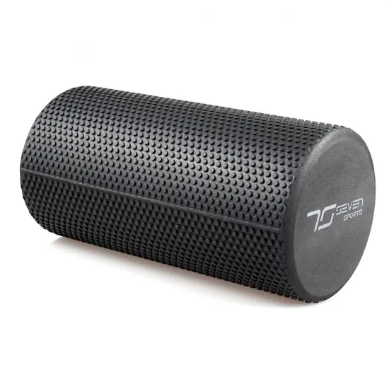 Масажний ролик (валик) 7SPORTS гладкий Foam Roller EVA чорний (30*15см.)