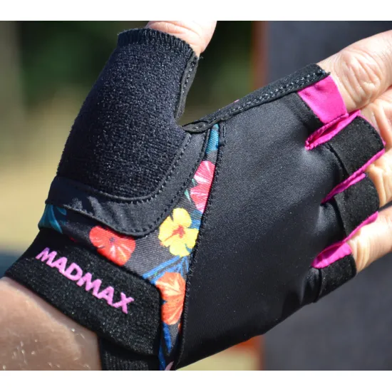 Рукавички для фітнесу MadMax MFG-770 Flower Power Gloves Black/Pink XS