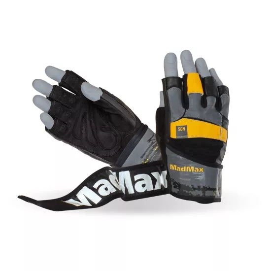 Рукавички для фітнесу MadMax MFG-880 Signature Black/Grey/Yellow S