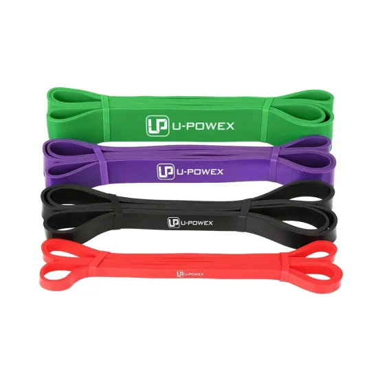 Резинові петлі для тренувань U-POWEX Power Band набір 4шт.+ якір,+ ручки (4,5-57kg)