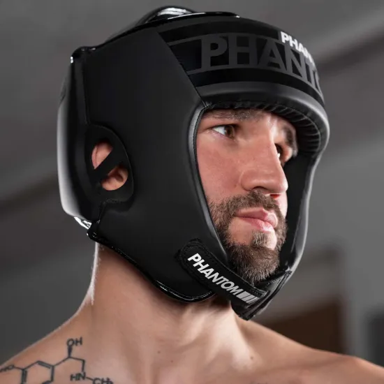 Боксерский шлем Phantom APEX Open Face Head Protection Black-универсальный