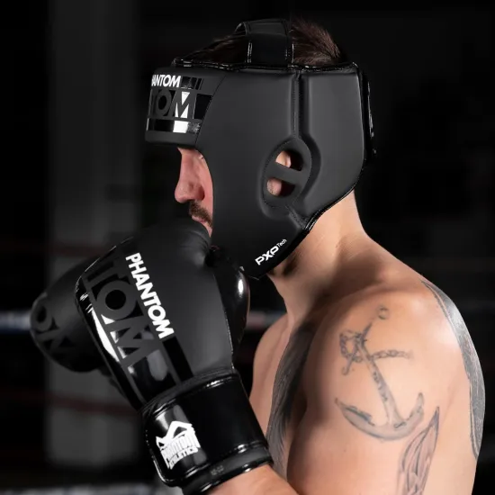 Боксерский шлем Phantom APEX Open Face Head Protection Black-универсальный