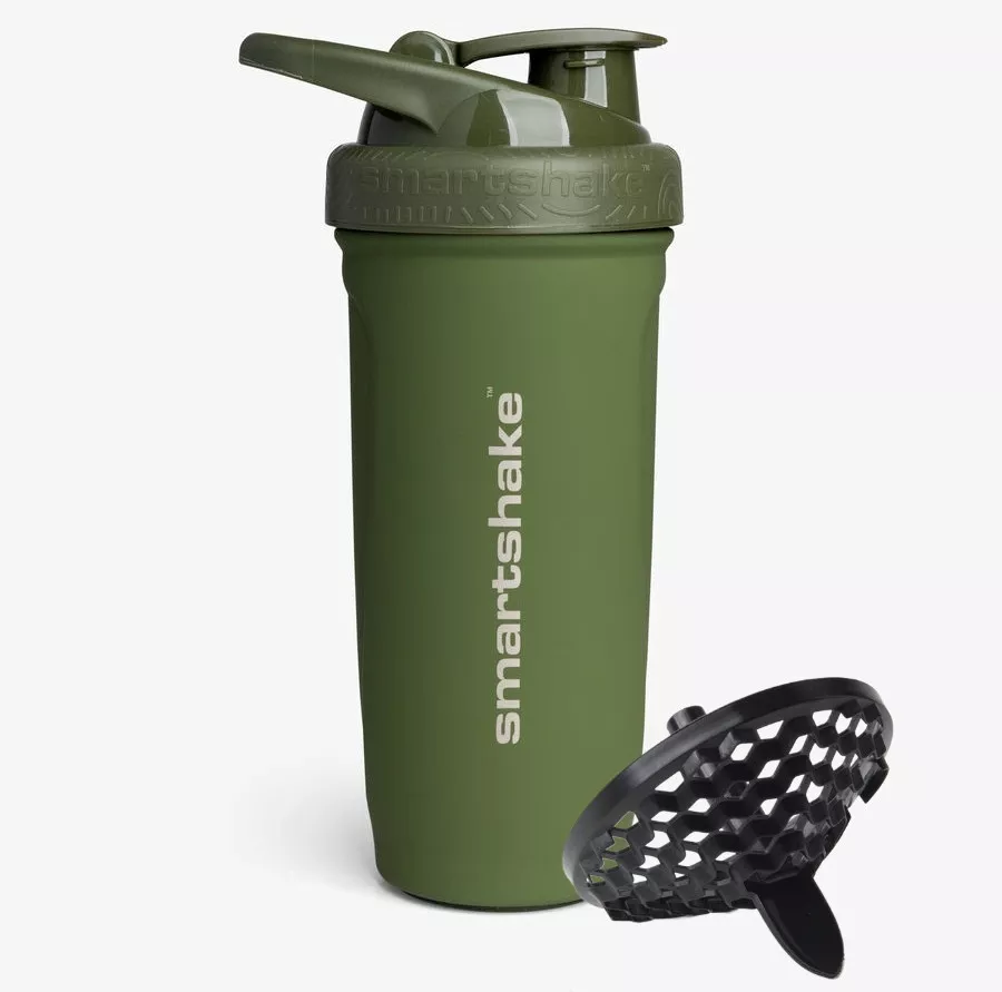 Шейкер спортивный SmartShake металевий Reforce Stainless Steel 30oz/900ml Army Green