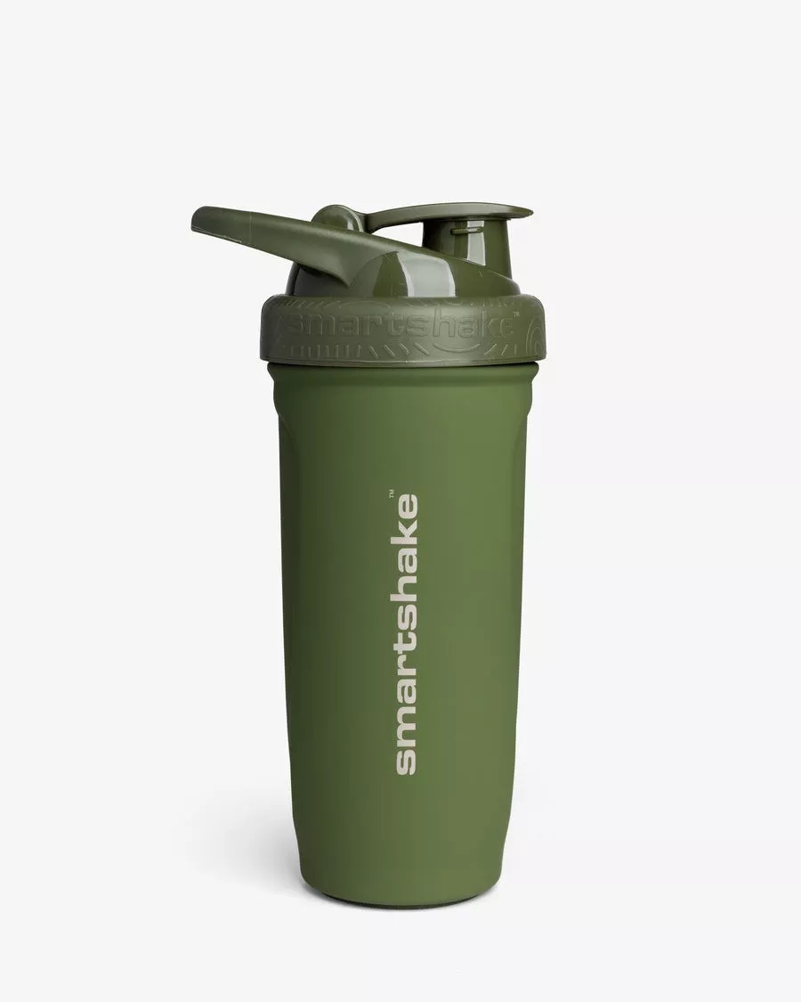 Шейкер спортивный SmartShake металевий Reforce Stainless Steel 30oz/900ml Army Green