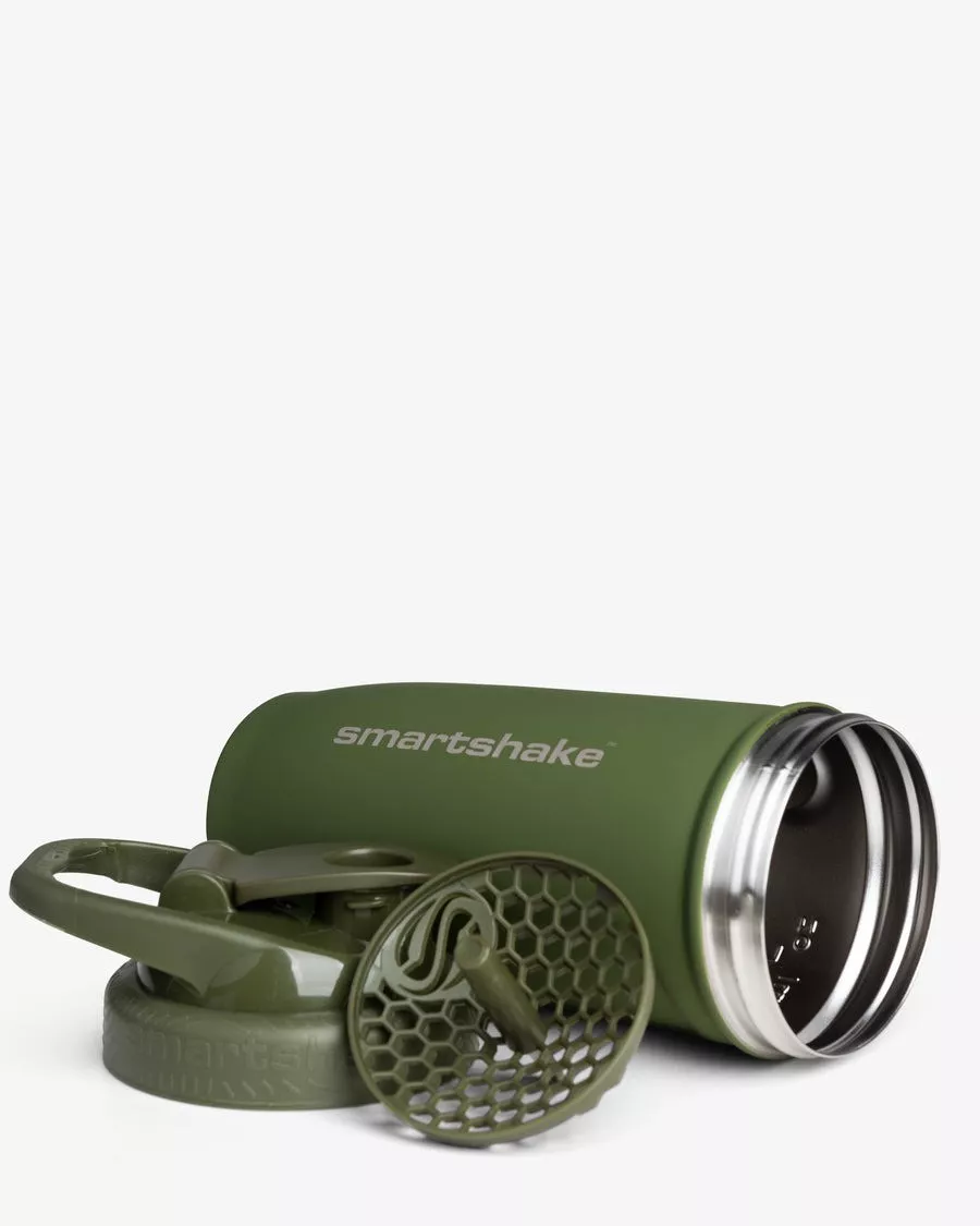 Шейкер спортивный SmartShake металевий Reforce Stainless Steel 30oz/900ml Army Green