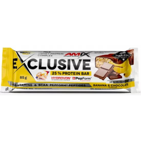 Батончик AMIX EXCLUSIVE PROTEIN BAR 85г-бананово-шоколадный