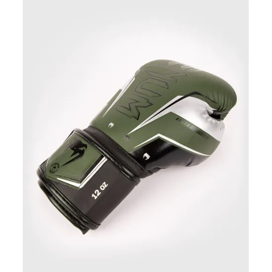 Боксерские перчатки Venum Elite Evo Khaki/Silver 12 унций