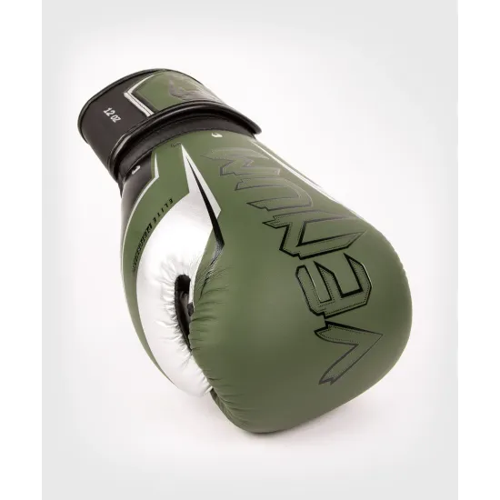 Боксерские перчатки Venum Elite Evo Khaki/Silver 12 унций