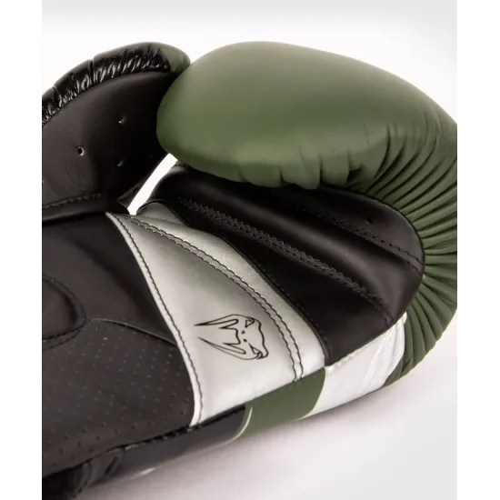 Боксерские перчатки Venum Elite Evo Khaki/Silver 12 унций