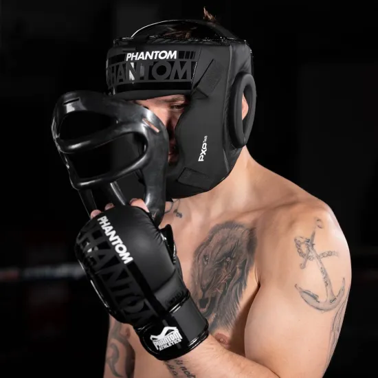 Боксерский шлем Phantom APEX Cage Black-универсальный