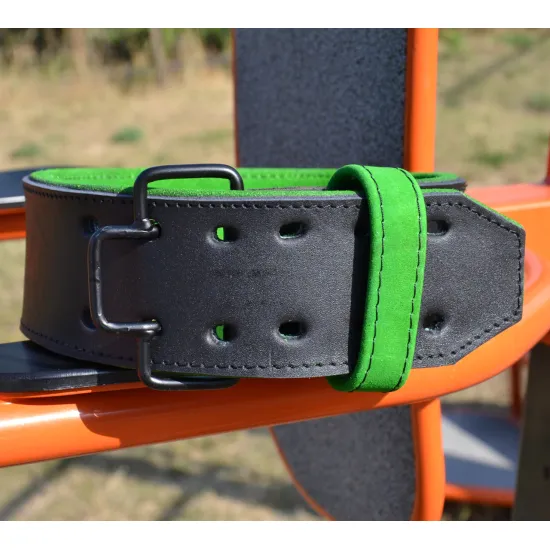 Пояс для важкої атлетики MadMax MFB-302 Quick Release Belt  шкіряний Black/Green M
