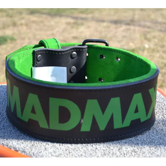 Пояс для важкої атлетики MadMax MFB-302 Quick Release Belt  шкіряний Black/Green M