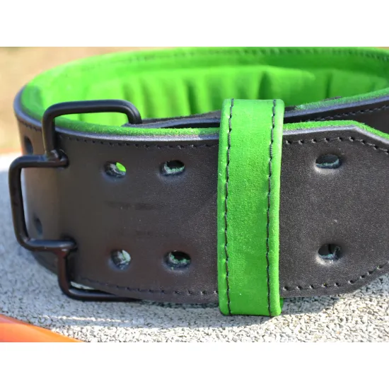 Пояс для важкої атлетики MadMax MFB-302 Quick Release Belt  шкіряний Black/Green M