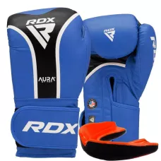 Боксерські рукавиці RDX AURA PLUS T-17 Blue/Black 16 унційʼ