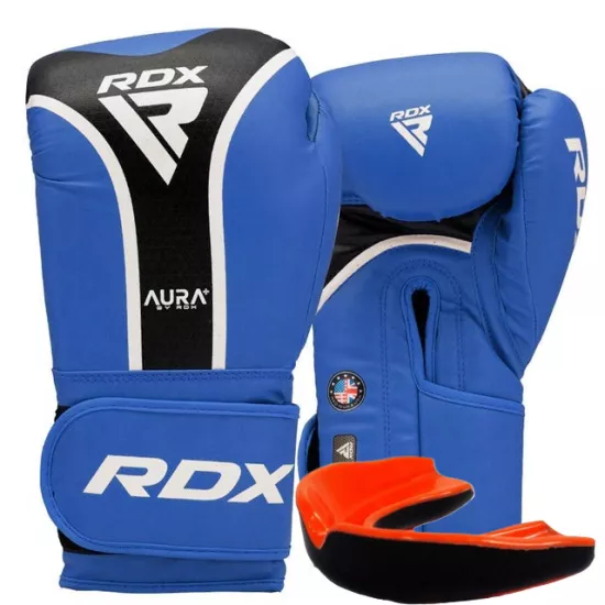 Боксерські рукавиці RDX AURA PLUS T-17 Blue/Black 10 унцій