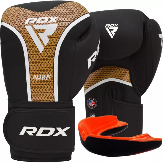 Боксерські рукавиці RDX AURA PLUS T-17 Black Golden 10 унцій 