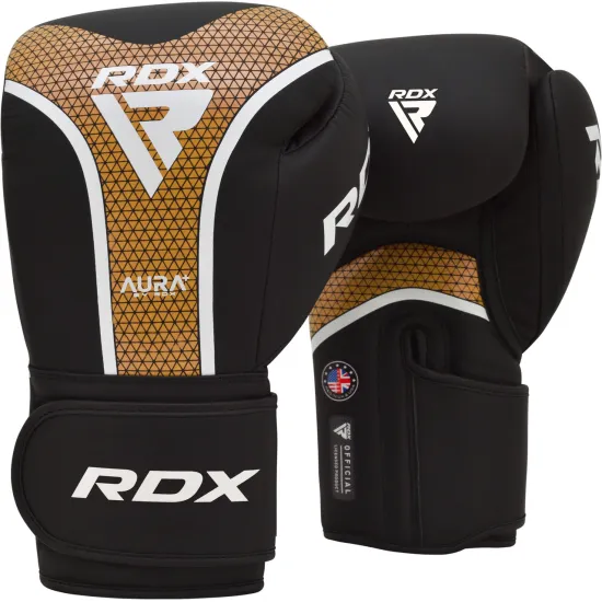 Боксерські рукавиці RDX AURA PLUS T-17 Black Golden 10 унцій 