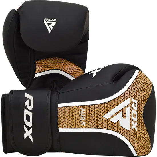 Боксерські рукавиці RDX AURA PLUS T-17 Black Golden 10 унцій 