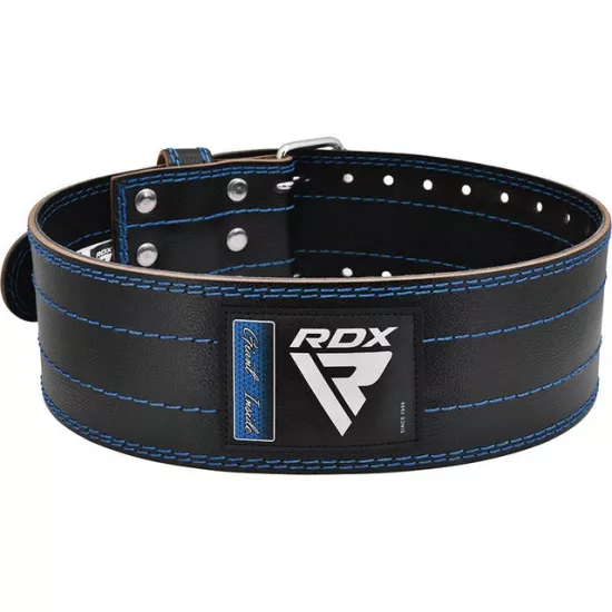 Пояс для пауэрлифтинга RDX кожаный RD1 Blue M