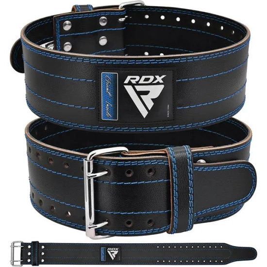 Пояс для пауэрлифтинга RDX кожаный RD1 Blue M