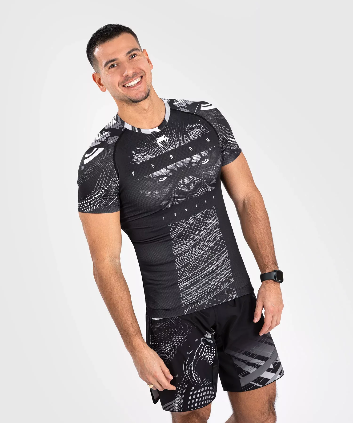 Рашгард Venum Gorilla Jungle Rashguards Short Sleeves Black/White-S