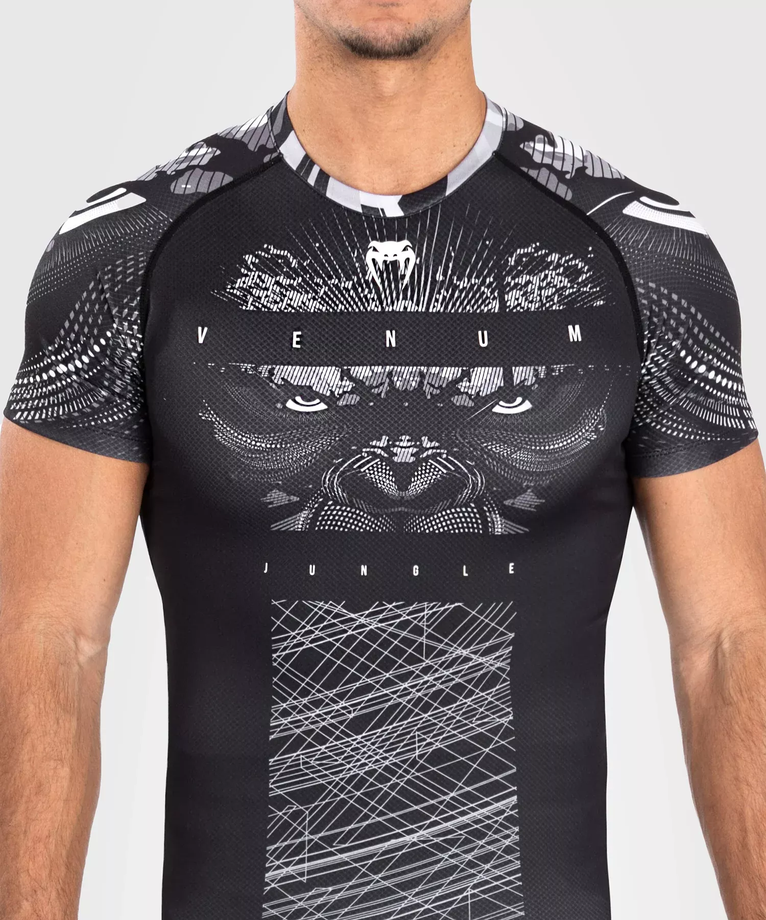 Рашгард Venum Gorilla Jungle Rashguards Short Sleeves Black/White-S