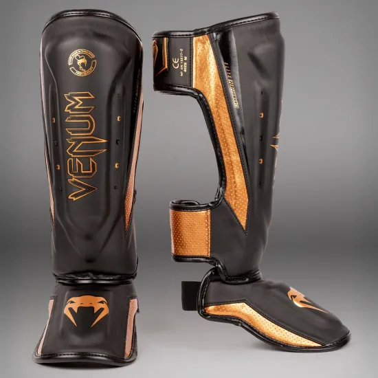 Защита ног Venum Elite Evo Shinguards Black/Bronze-M
