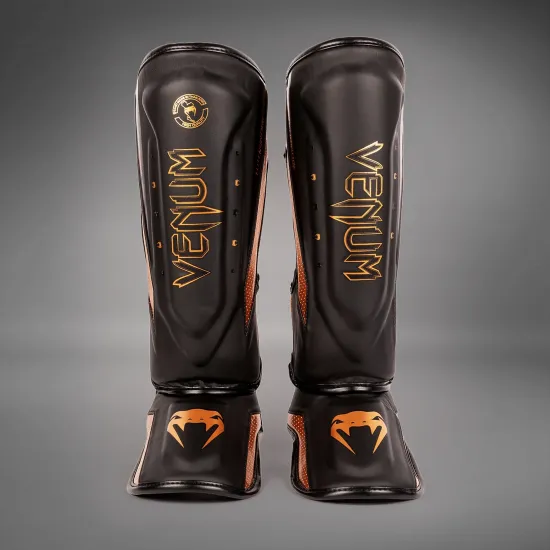 Защита ног Venum Elite Evo Shinguards Black/Bronze-M