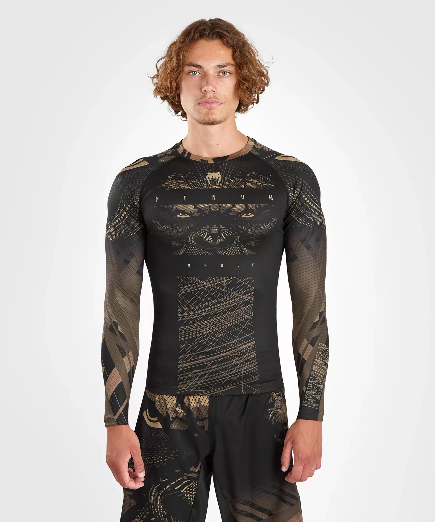 Рашгард Venum Gorilla Jungle Rashguards Long Sleeves Black/Sand-S