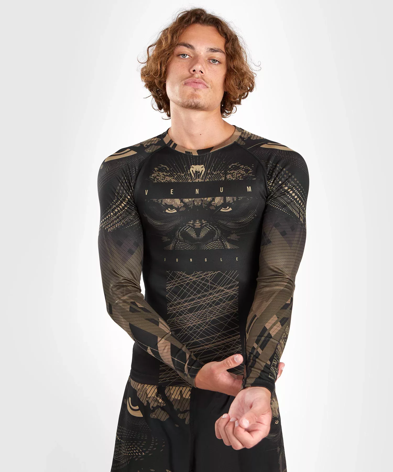 Рашгард Venum Gorilla Jungle Rashguards Long Sleeves Black/Sand-S