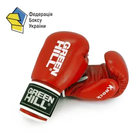 Боксерські рукавички Green Hill KNOCK ФБУ Червоні-10