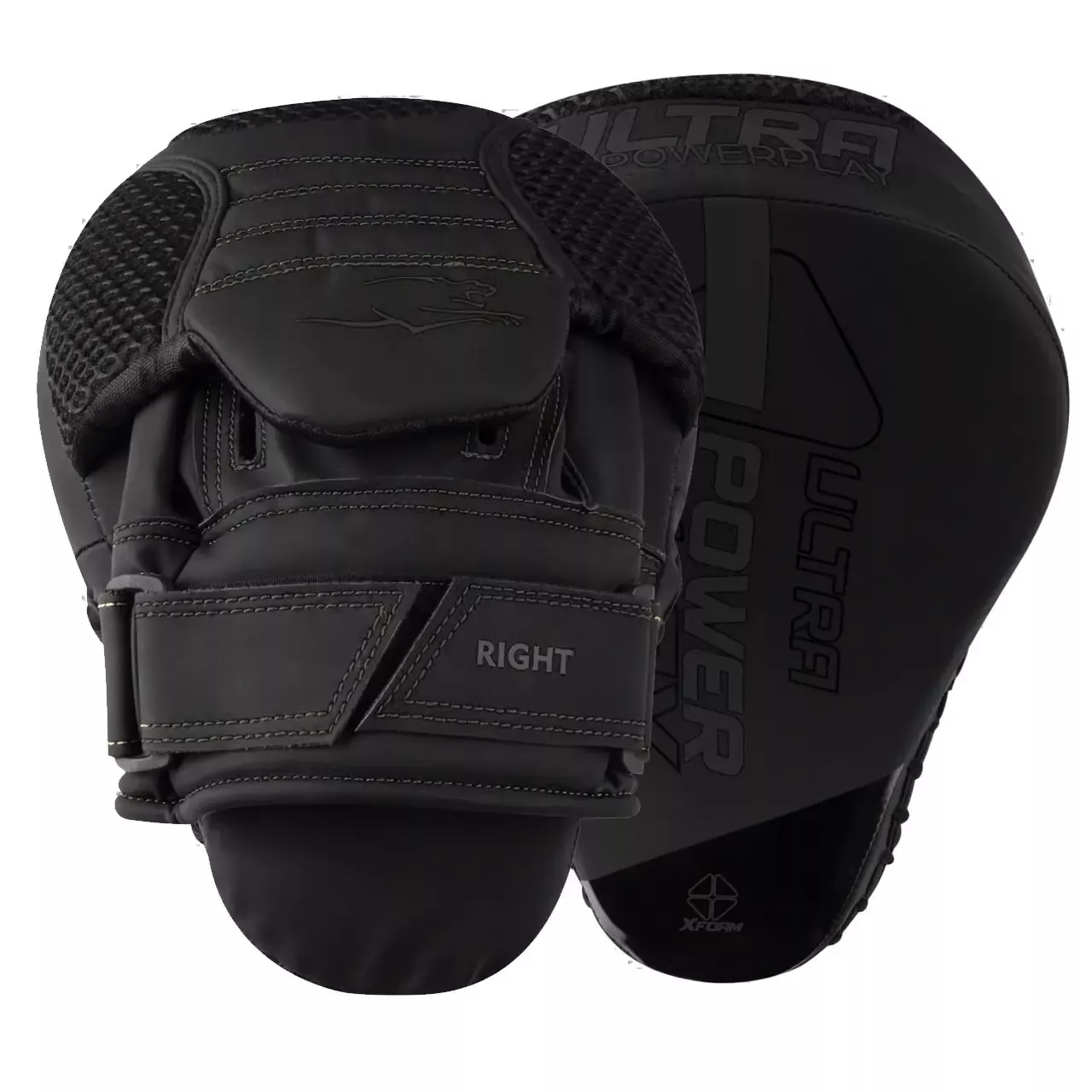 Лапы боксерские PowerPlay 3044 Pro Carbon Ultra Series Черные PU [пара]
