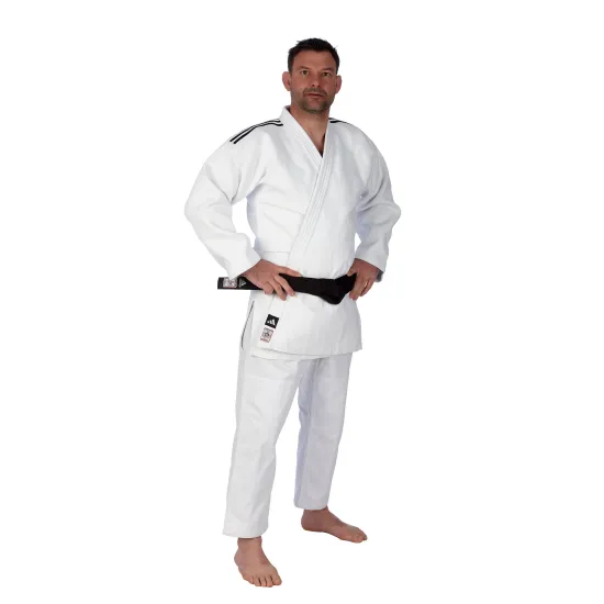 Кимоно для дзюдо ADIDAS J-IJF-2 Champion III с лицензией IJF белый/черные полосы-150