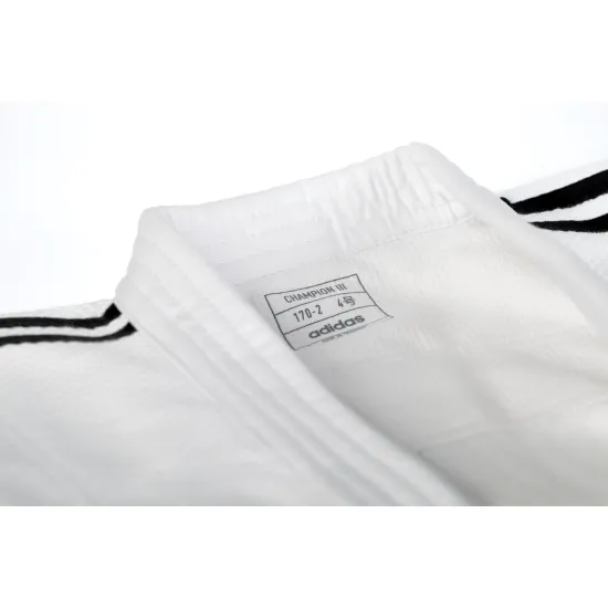 Кимоно для дзюдо ADIDAS J-IJF-2 Champion III с лицензией IJF белый/черные полосы-150