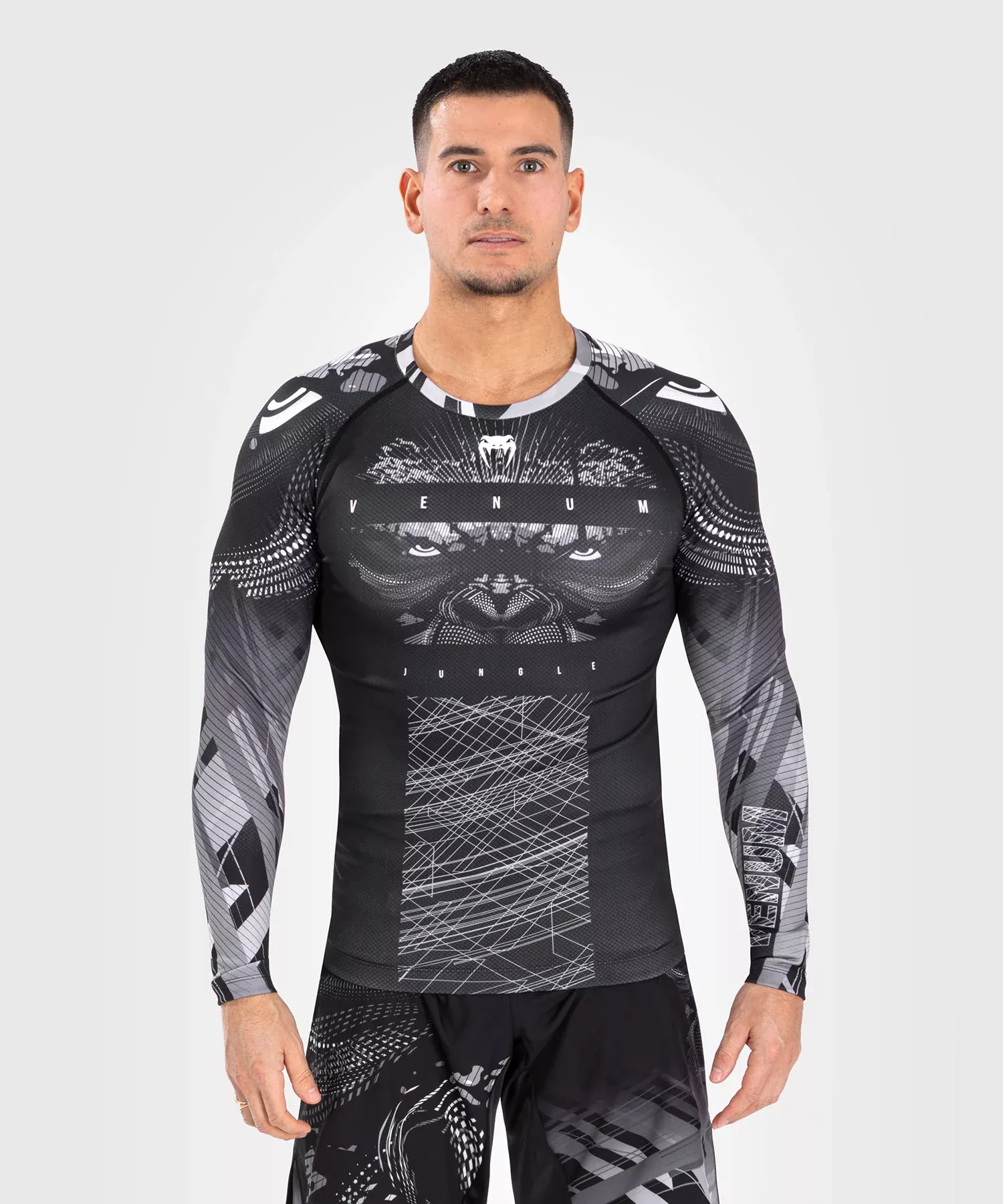 Рашгард Venum Gorilla Jungle Rashguards Long Sleeves Black/White-S