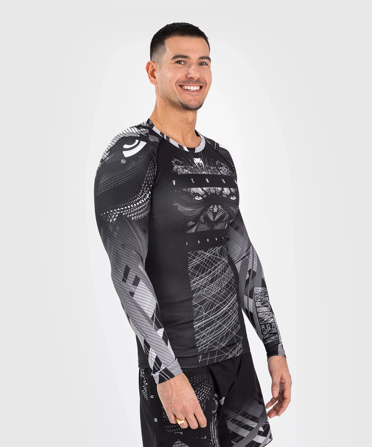 Рашгард Venum Gorilla Jungle Rashguards Long Sleeves Black/White-S