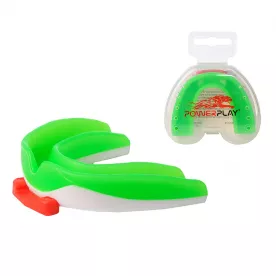 Капа боксерская PowerPlay 3316 SR зелено-белая-взрослая