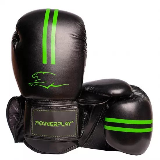 Боксерські рукавички PowerPlay 3016 чорно-зелені 8 унцій