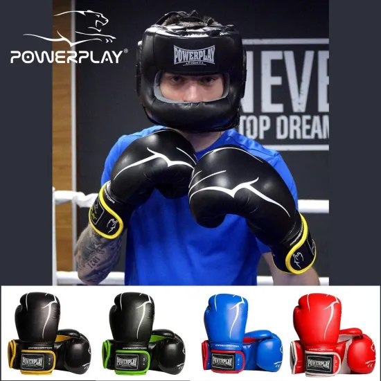 Боксерские перчатки PowerPlay 3018 синие 8 унций