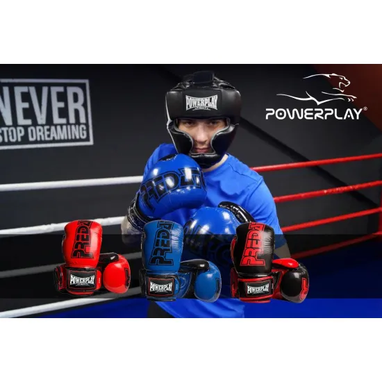 Боксерські рукавички PowerPlay 3017 чорний карбон 8 унцій