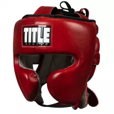 Шлем для бокса TITLE Boxing Blood Red Leather Sparring Headgear S/M