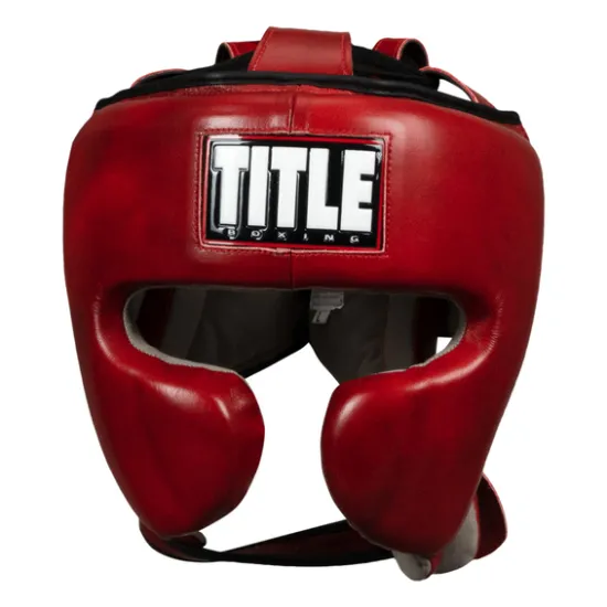 Шлем для бокса TITLE Boxing Blood Red Leather Sparring Headgear S/M